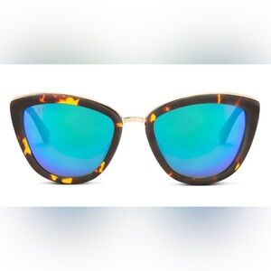 DIFF ROSE Tortoise Blue Mirrored Polarized Sunglasses